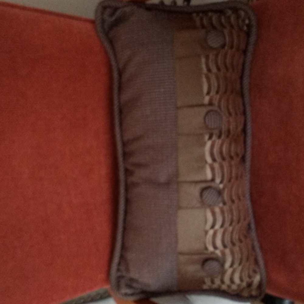 Sears Brown Button Back Cushion With Corded Trim (11" x 18.5")